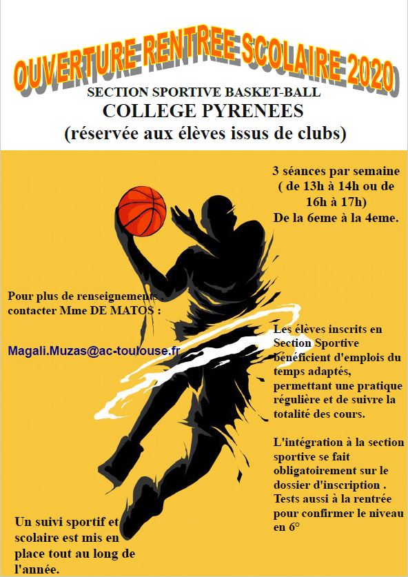 Ouverture section Basket Ball Rentr e 2020 Actualit s du